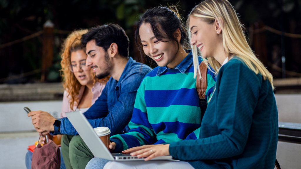 University students on their laptop